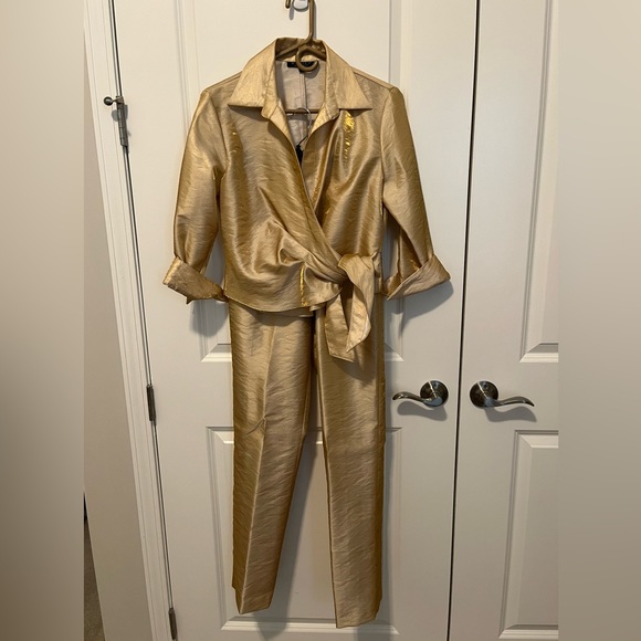 Pants & Jumpsuits Vintage Gold Pant Suit Poshmark